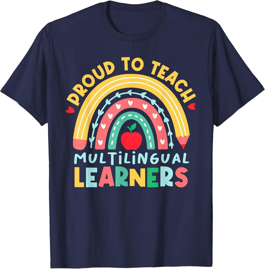 Proud to Teach Multilingual Learners Maestra Spanish Teacher T-Shirt - Navy Blue