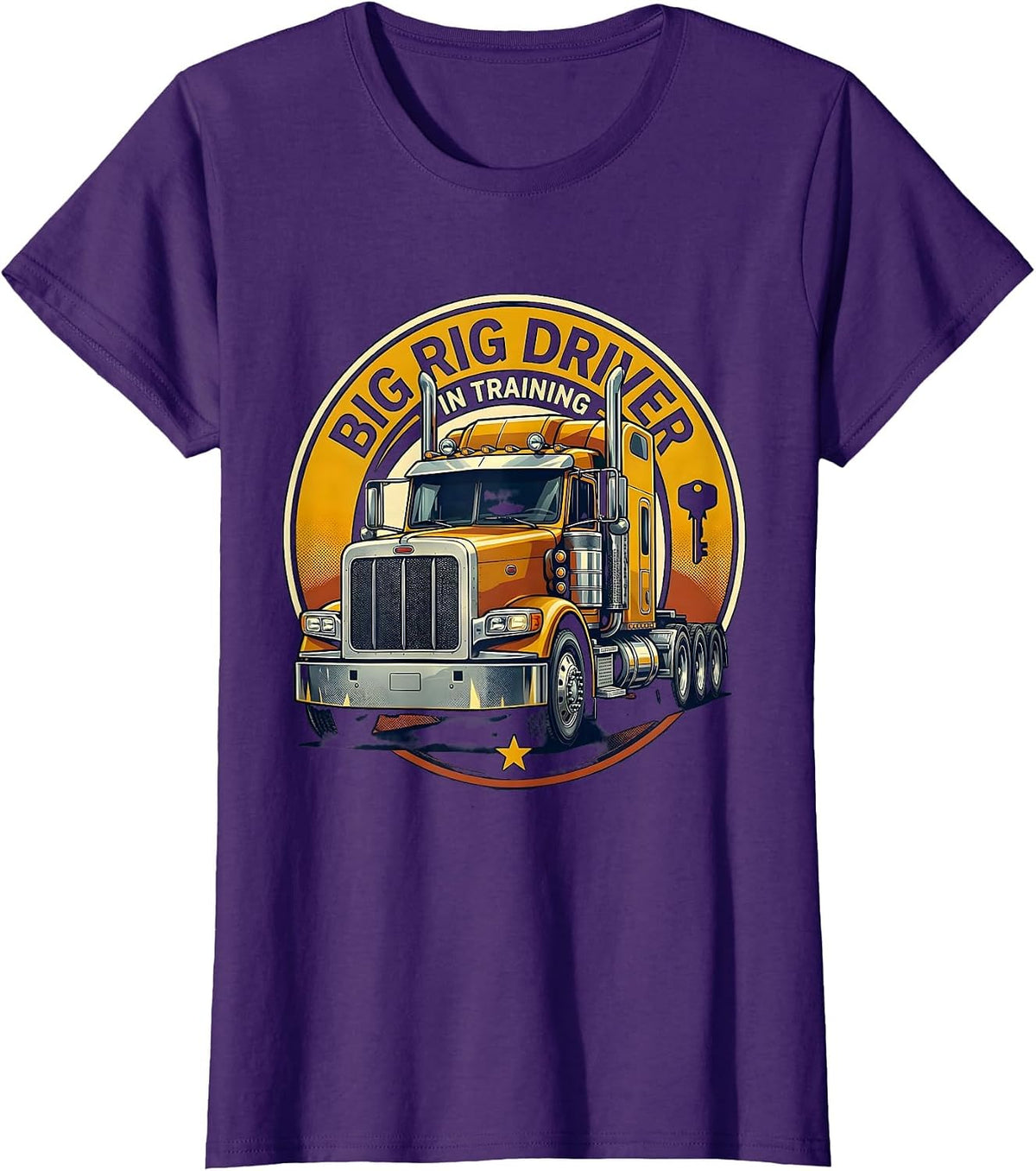 Women's Big Rig Driver In Training Funny Truck Lover Toddler Boy T-Shirt - Purple