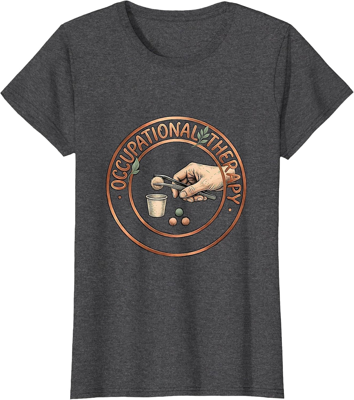 Women's Occupational Therapy Boho Retro Occupational Therapist OT T-Shirt - Dark Heather Grey