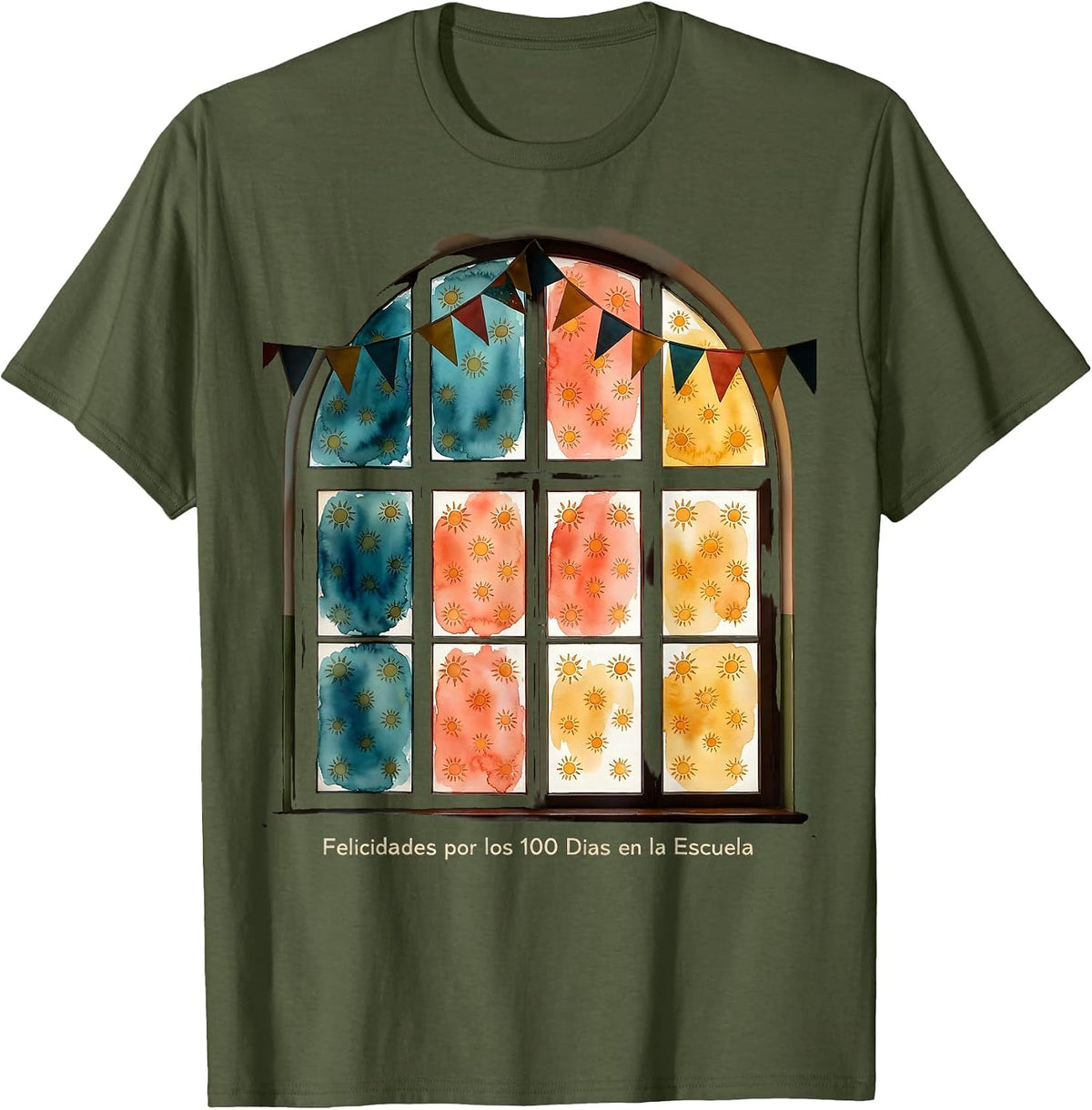 Men's Felicidades por los 100 Días en la Escuela Spanish Teacher T-Shirt - Olive Green