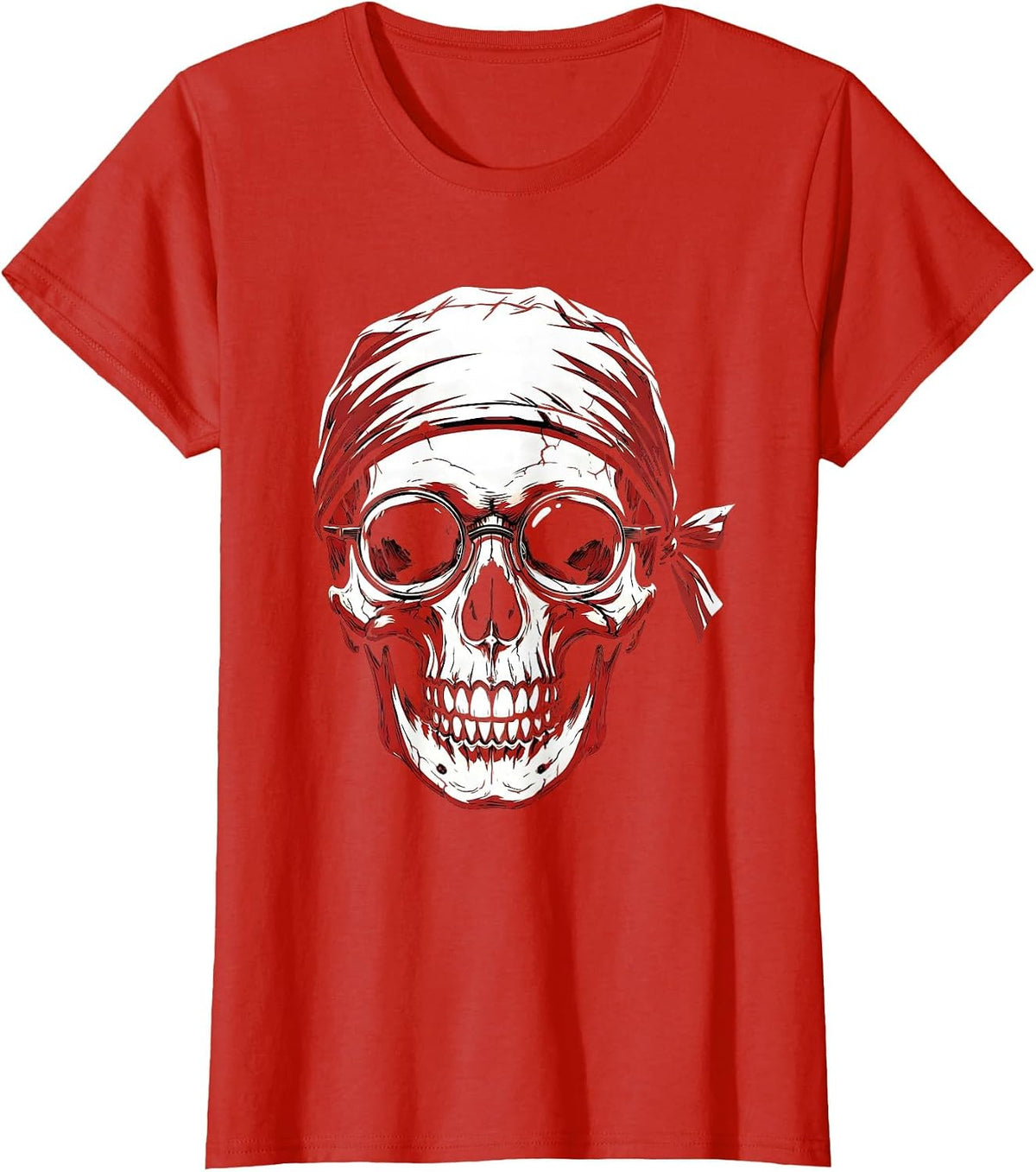 Halloween Skull Surgeon Underscrub Graphic T-Shirt - Red