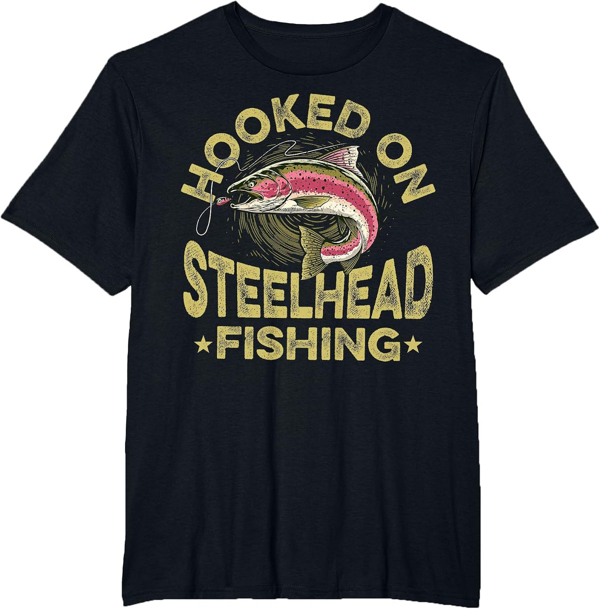 Hooked On Steelhead Fishing T-Shirt - Black