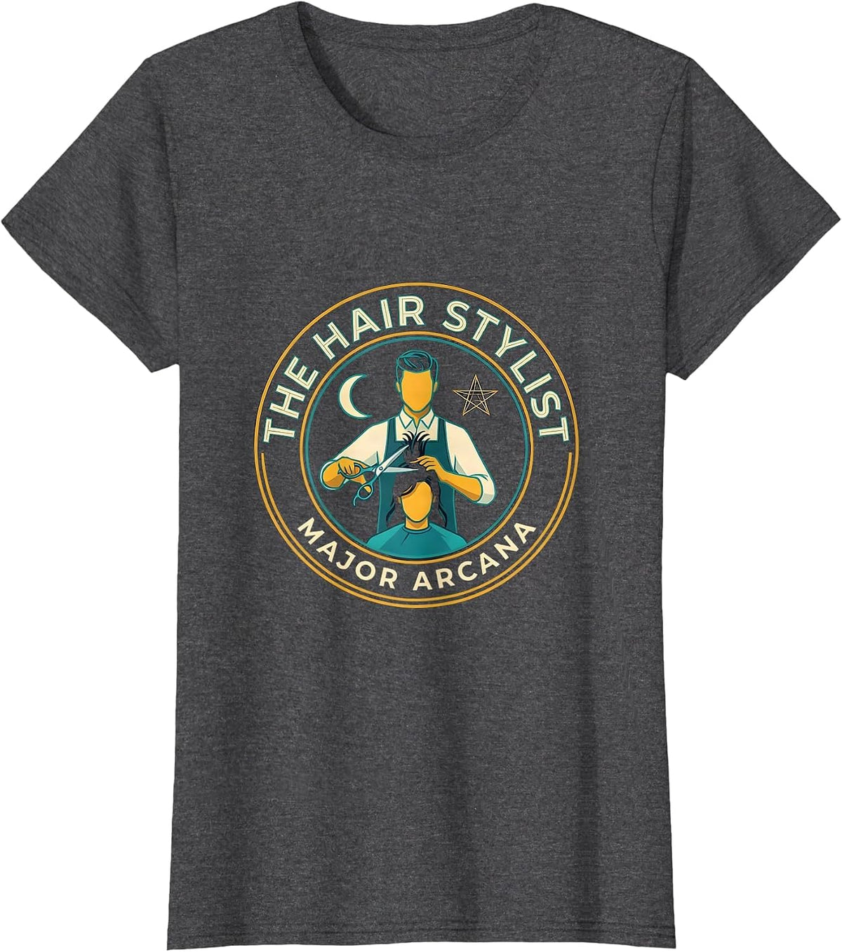 Women's The Hair Stylist, Major Arcana Gothic Tarot Humor Gift T-Shirt - Dark Heather Grey