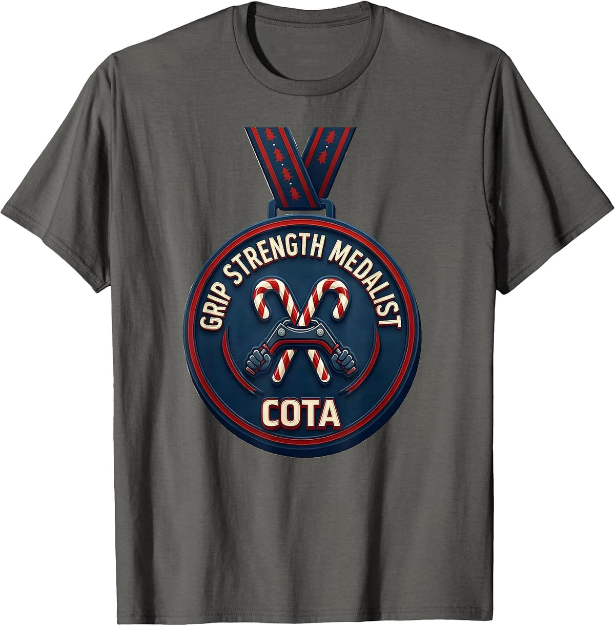 Men's Grip Strength Medalist COTA Occupational Therapist Christmas T-Shirt - Asphalt Grey