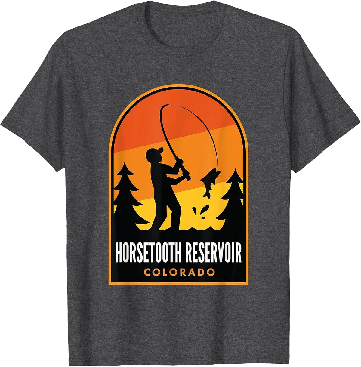 Horsetooth Reservoir Colorado Fishing T-Shirt - Dark Heather Grey
