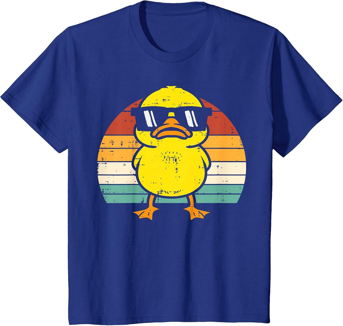 Rubber Duck Sunglasses Sunset Retro Duckling Men Women Kids T-Shirt - Royal Blue
