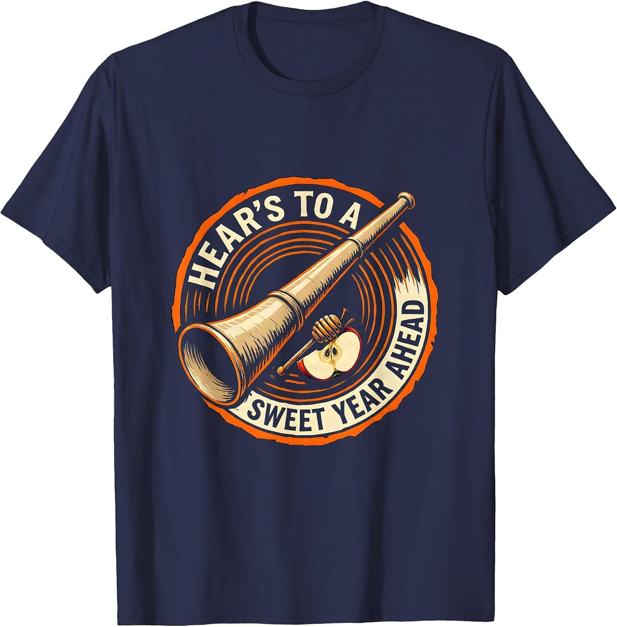 Men's Hear's To A Sweet Year Ahead Funny Rosh Hashanah Jewish New T-Shirt - Navy Blue