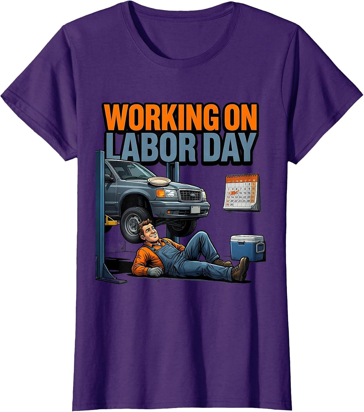 Women's Working On Labor Day Funny Mechanic Labor Day Gift T-Shirt - Purple