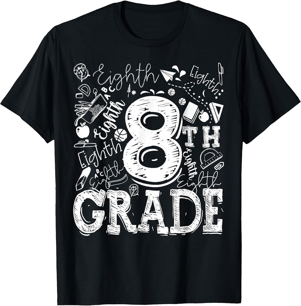Typography Team 8th Grade Kids Eighth Grade Teacher T-Shirt, Men, Black, Small - As Pictured