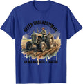 Never Underestimate An Old Man With A Tractor Farmer T-Shirt - Royal Blue