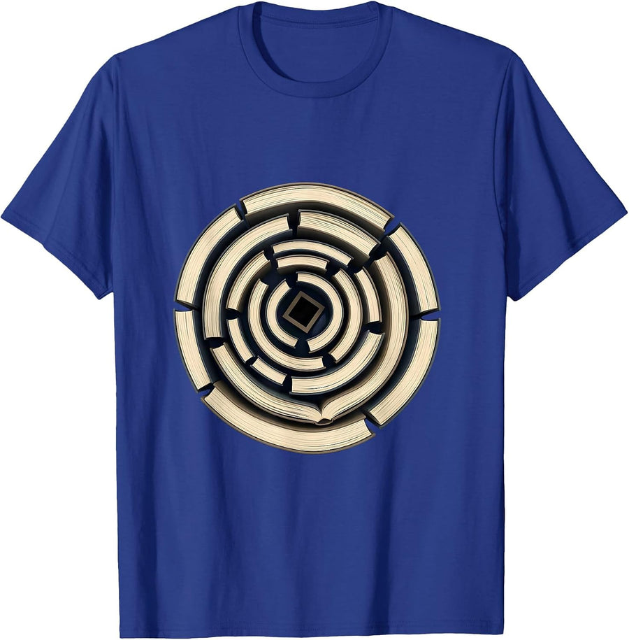 Dyslexia Awareness Books Spiral Labyrinth Maze Design T-Shirt - Royal Blue