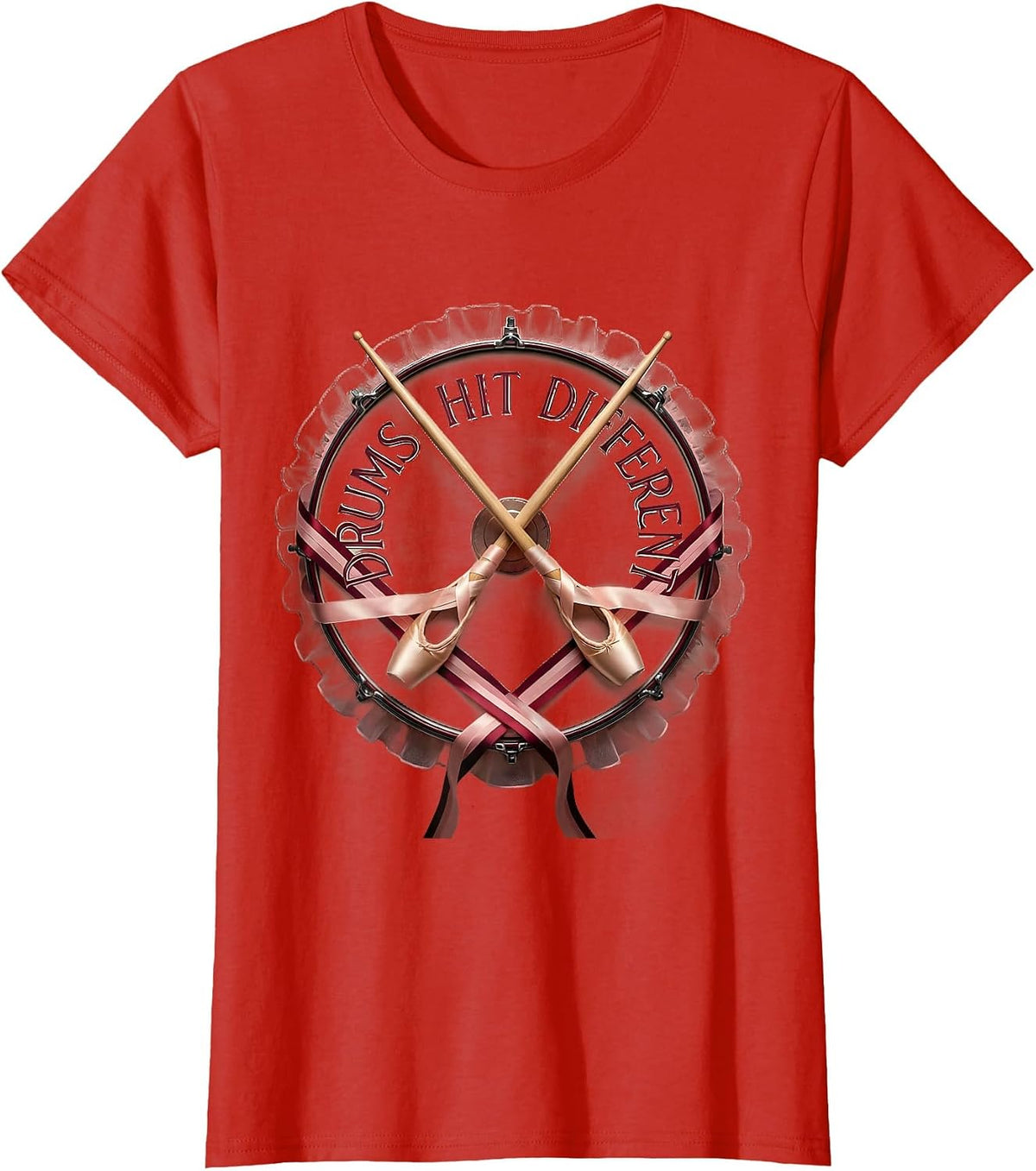 Drums Hit Different Drummer Music Design T-Shirt - Red