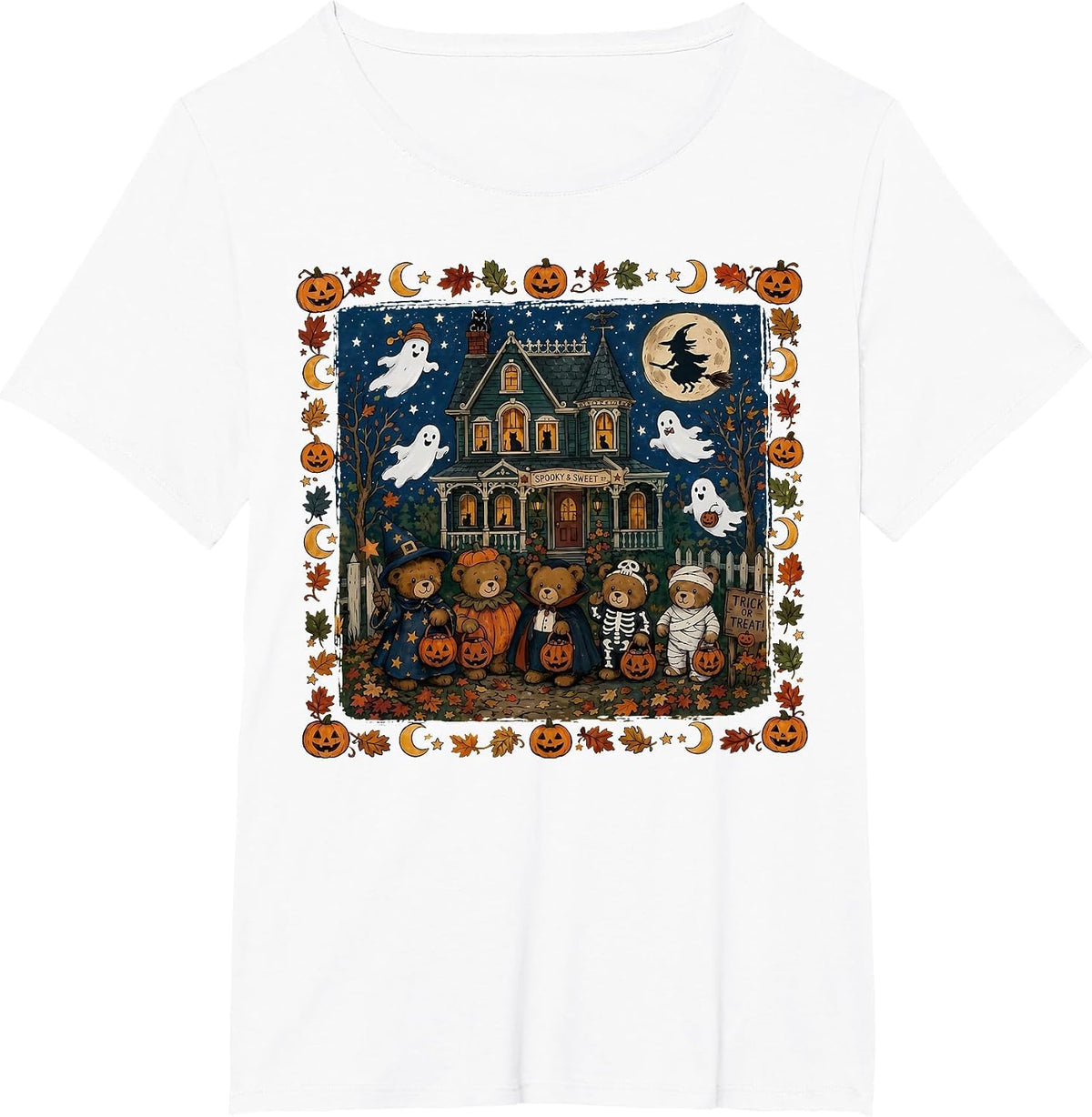 90s Bears Halloween Trick Or Treat Fall Season Boys Girls T-Shirt - White