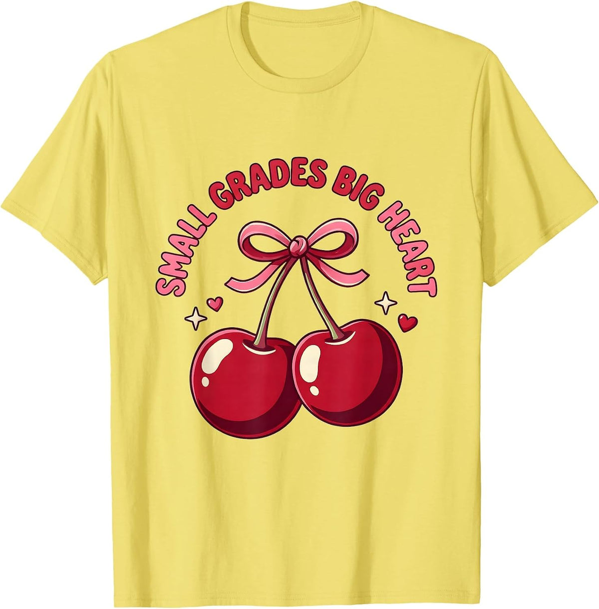 Men's Small Grades Big Heart Elementary Teacher Design T-Shirt - Lemon Yellow
