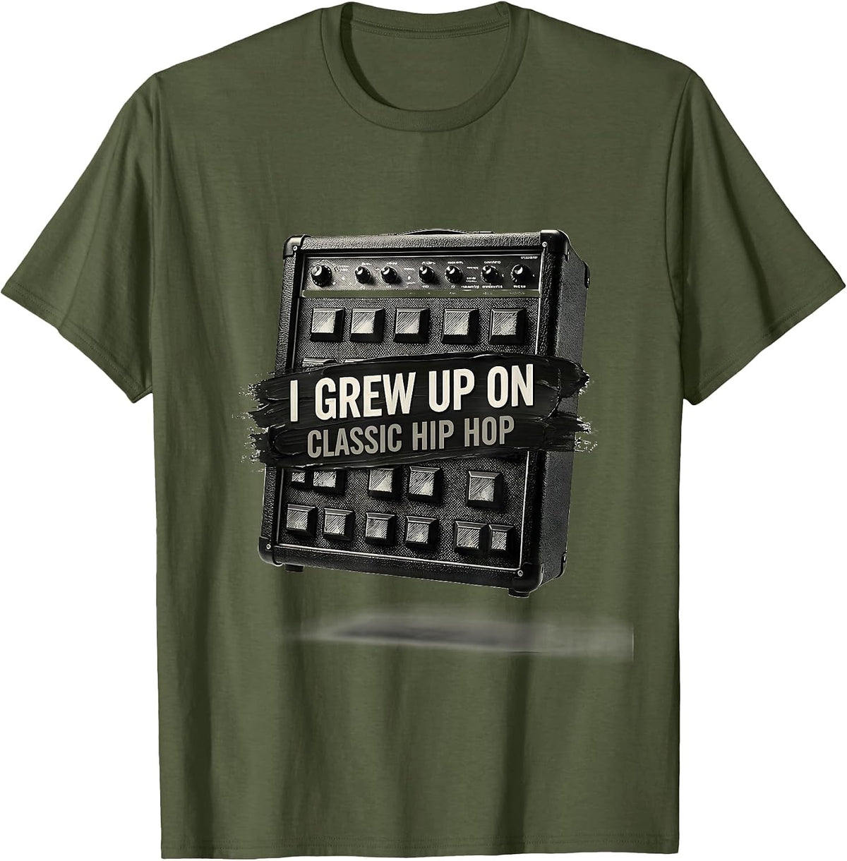 I Grew Up On Classic Hip Hop Urban Nostalgic Streetwear T-Shirt - Olive Green