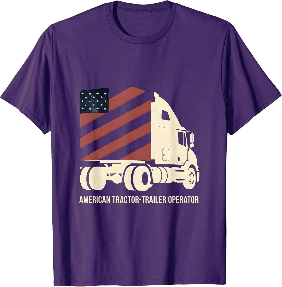 American Tractor-Trailer Operator Patriotic Semi-Truck T-Shirt - Purple