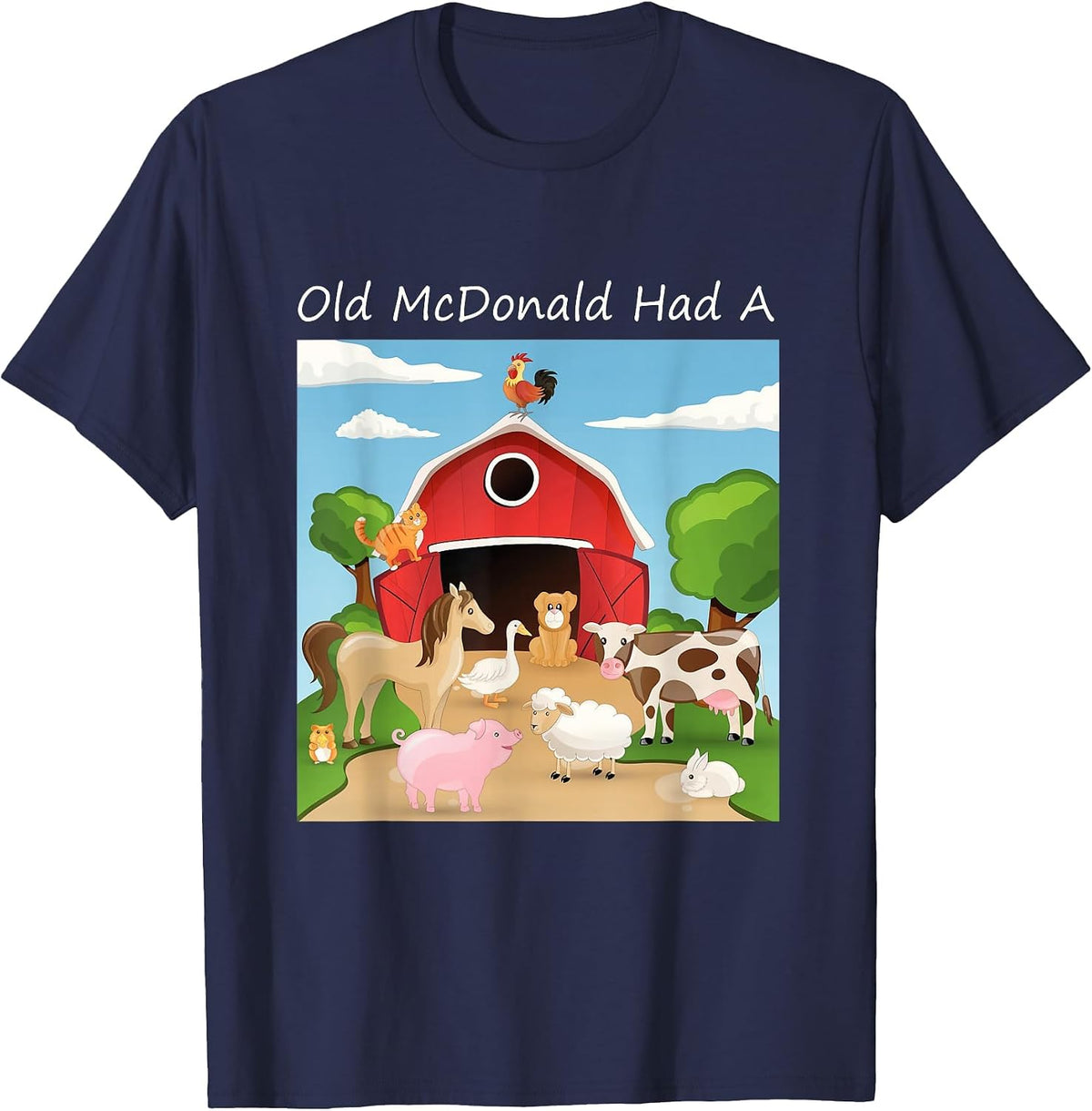 Old McDonald Had A Farm T-Shirt for Farmers Agriculture Tees Farming Shirts for Men Country T Shirts - Navy Blue