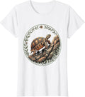Women's Tortoise Climbing Rocky Hill Illustration T-Shirt - White