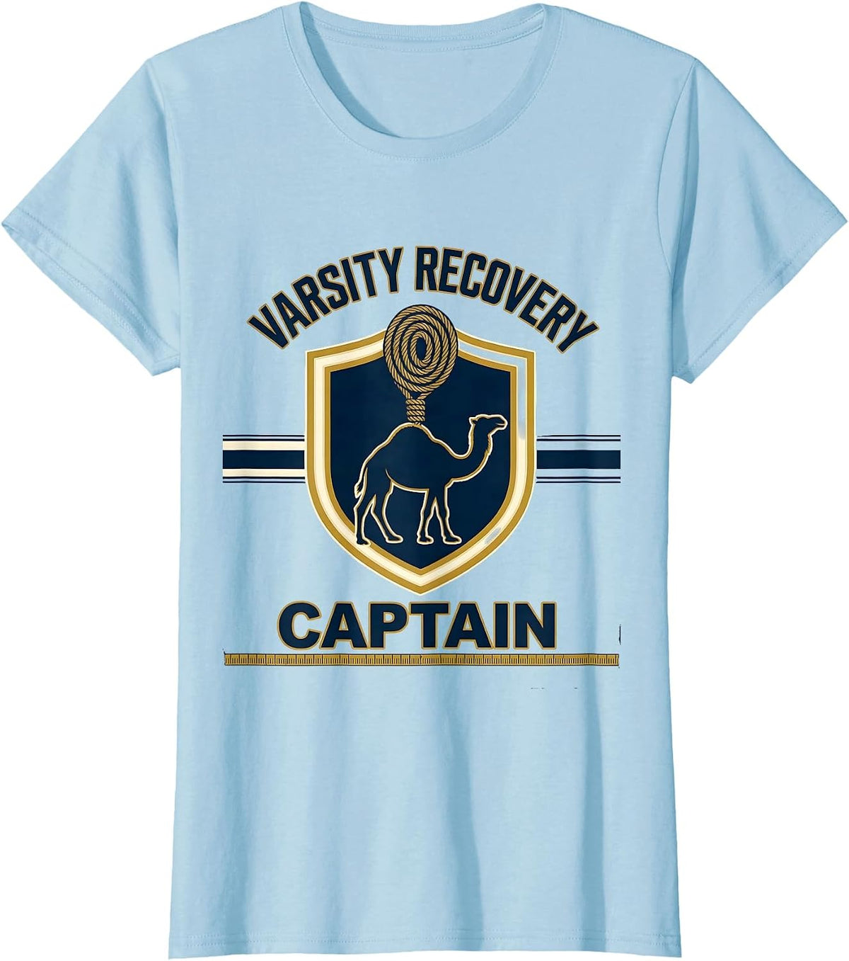Women's Varsity Recovery Captain Raunchy Tow Truck Humor Camel T-Shirt - Baby Blue