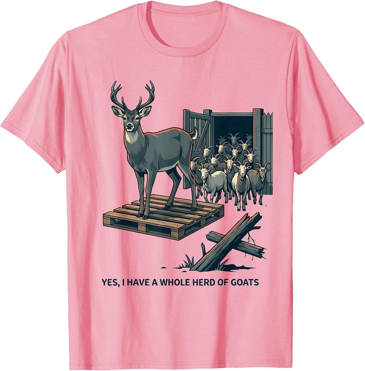 Men's Yes I Have A Whole Herd Of Goats Funny Goat Lover Farmer T-Shirt - Pink