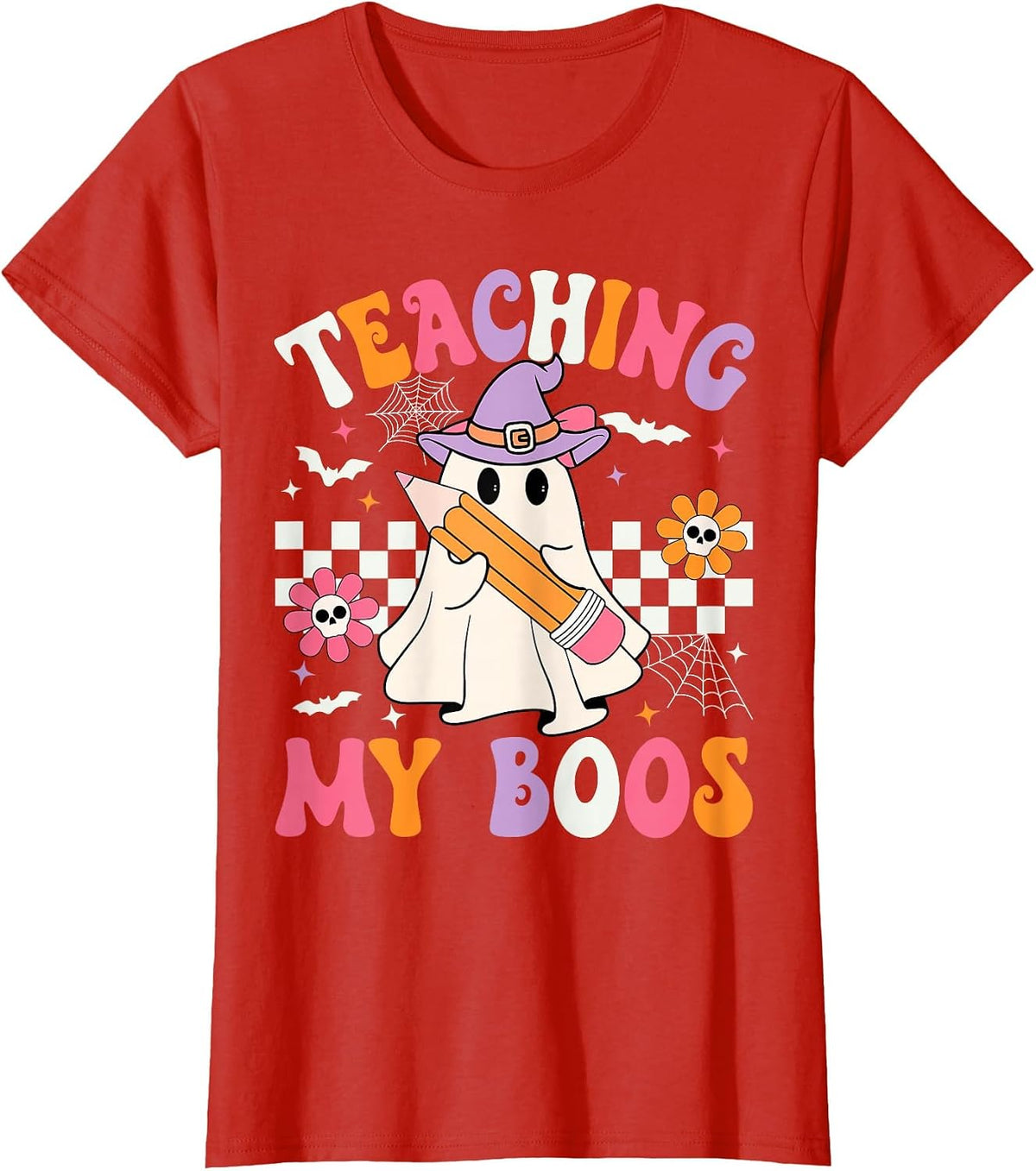Teaching My Boos Ghost Teacher Spooky Teacher Halloween T-Shirt - Red