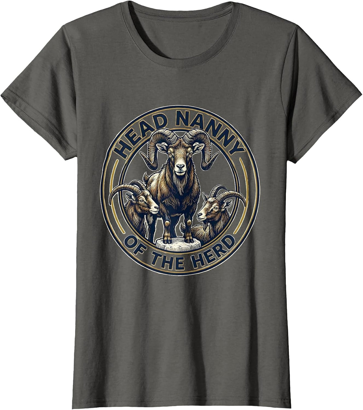 Women's Head Nanny Of The Herd Funny Goat Farmer Goat Lover Gift T-Shirt - Asphalt Grey