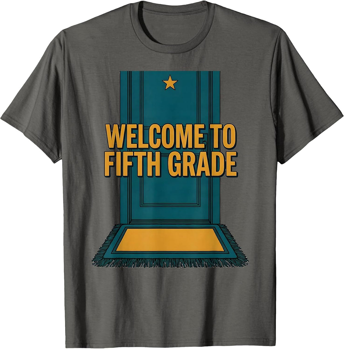 Welcome to Fifth Grade Editorial Conceptual Girls Back T-Shirt - Asphalt Grey