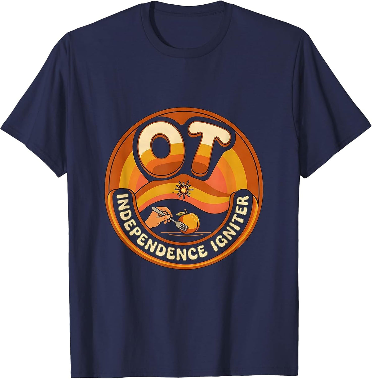 OT Independence Igniter Retro Occupational Therapy T-Shirt - Navy Blue