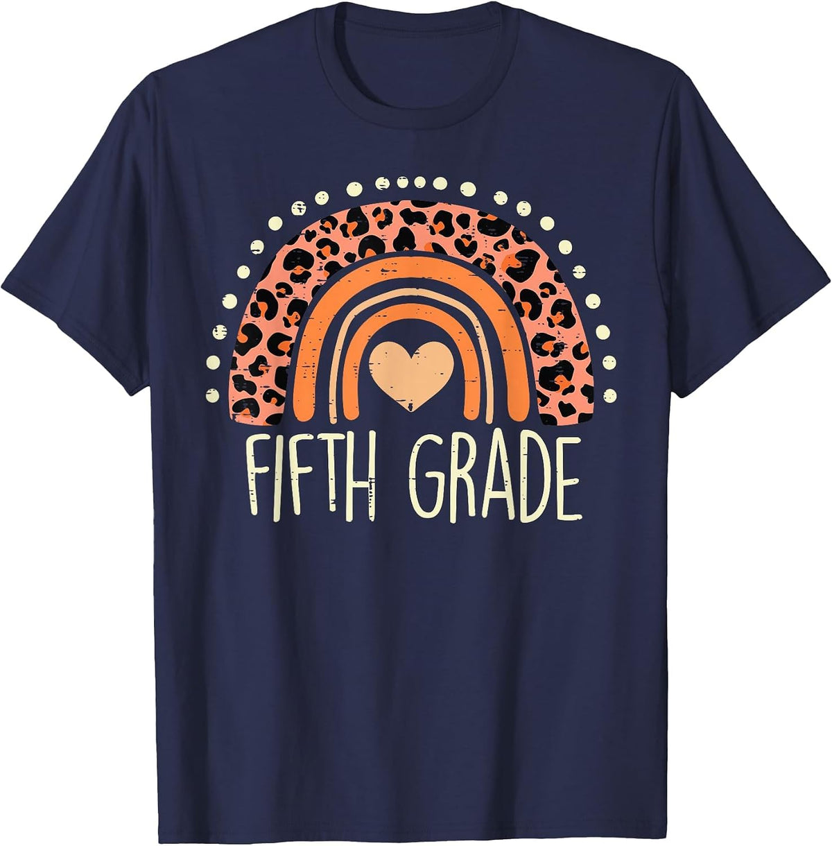 Fifth Grade 5th Rainbow First Day of School Teacher Girls T-Shirt - Navy Blue
