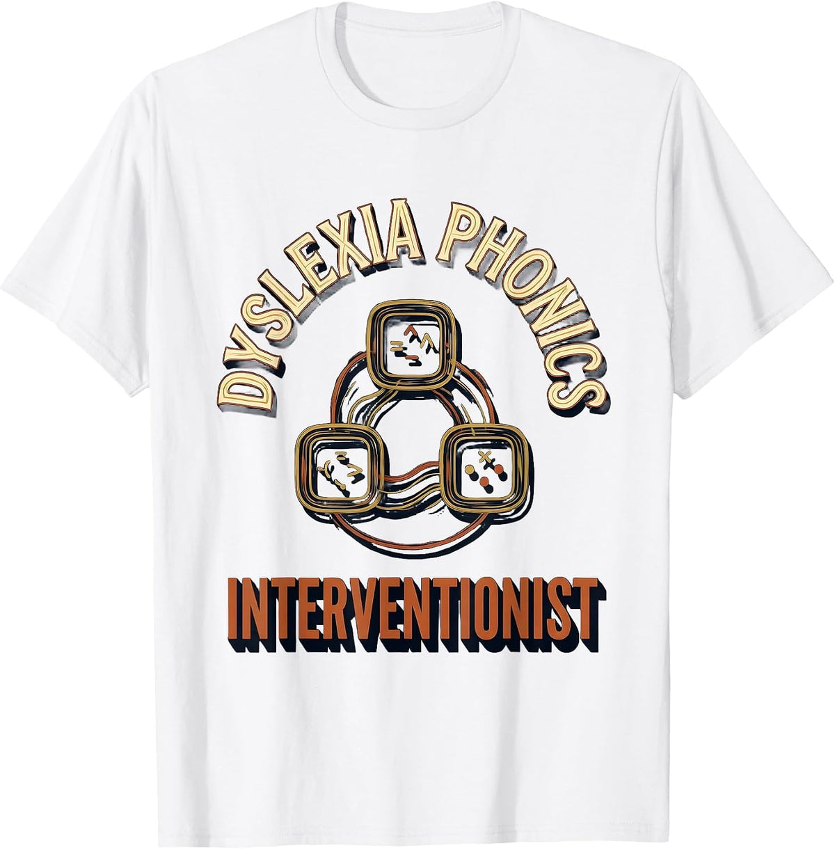 Men's Dyslexia Phonics Interventionist Teacher Awareness Squad T-Shirt - White