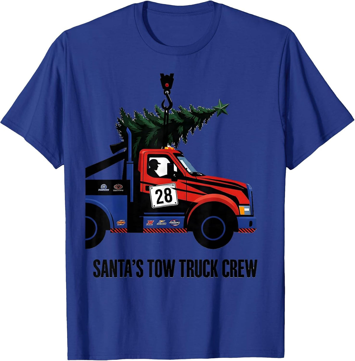 Santa's Tow Truck Crew Racing Livery Christmas Truck Kids T-Shirt - Royal Blue