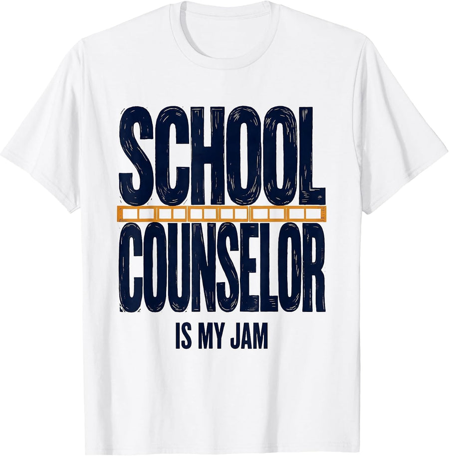 Men's School Counselor Is My Jam Groovy Retro Pride T-Shirt - White