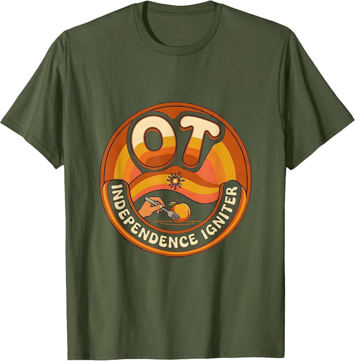 OT Independence Igniter Retro Occupational Therapy T-Shirt - Olive Green