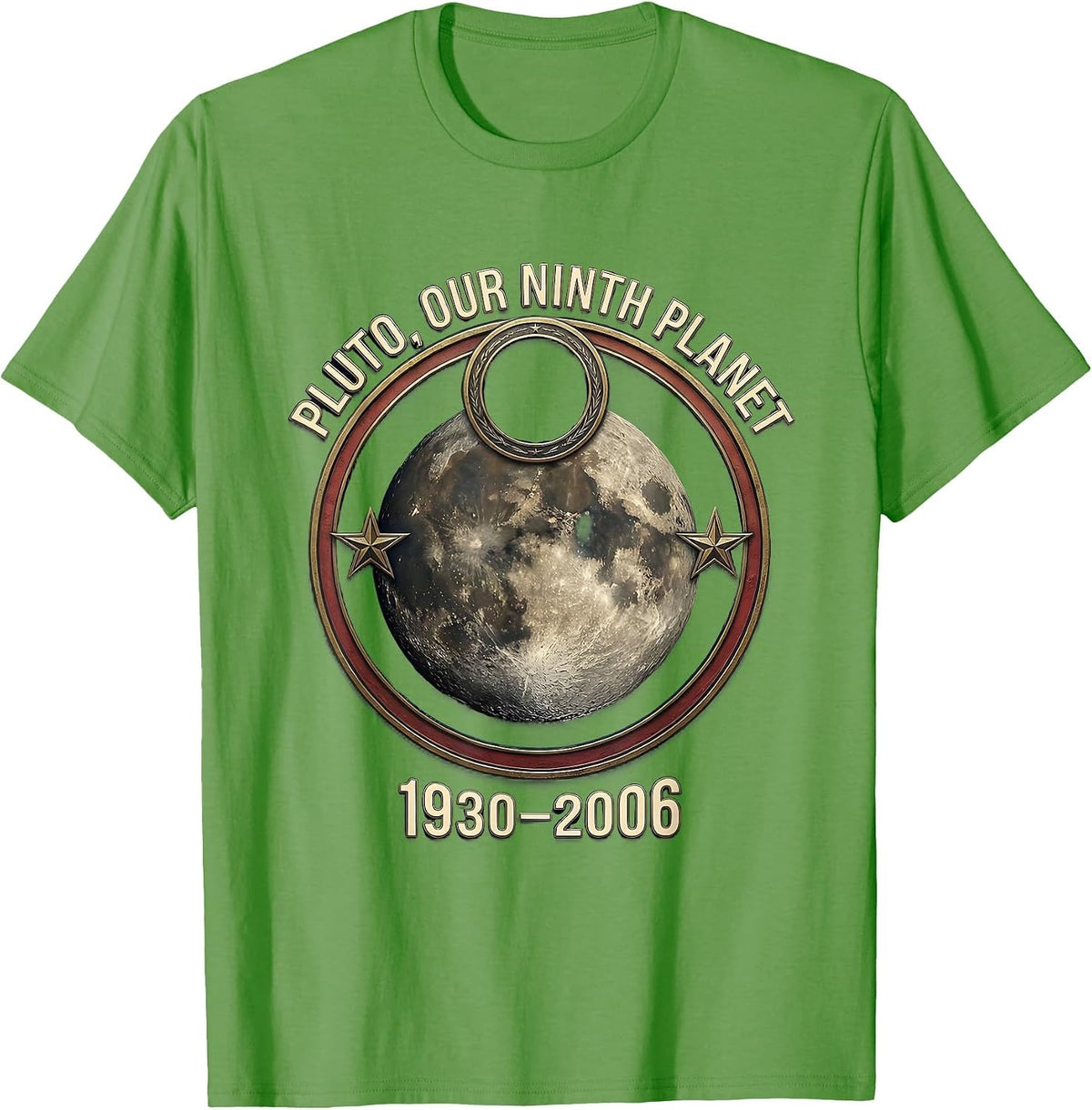 Men's Pluto Our Ninth Planet 1930–2006 Funny Retro Astronomy Space T-Shirt - Grass Green