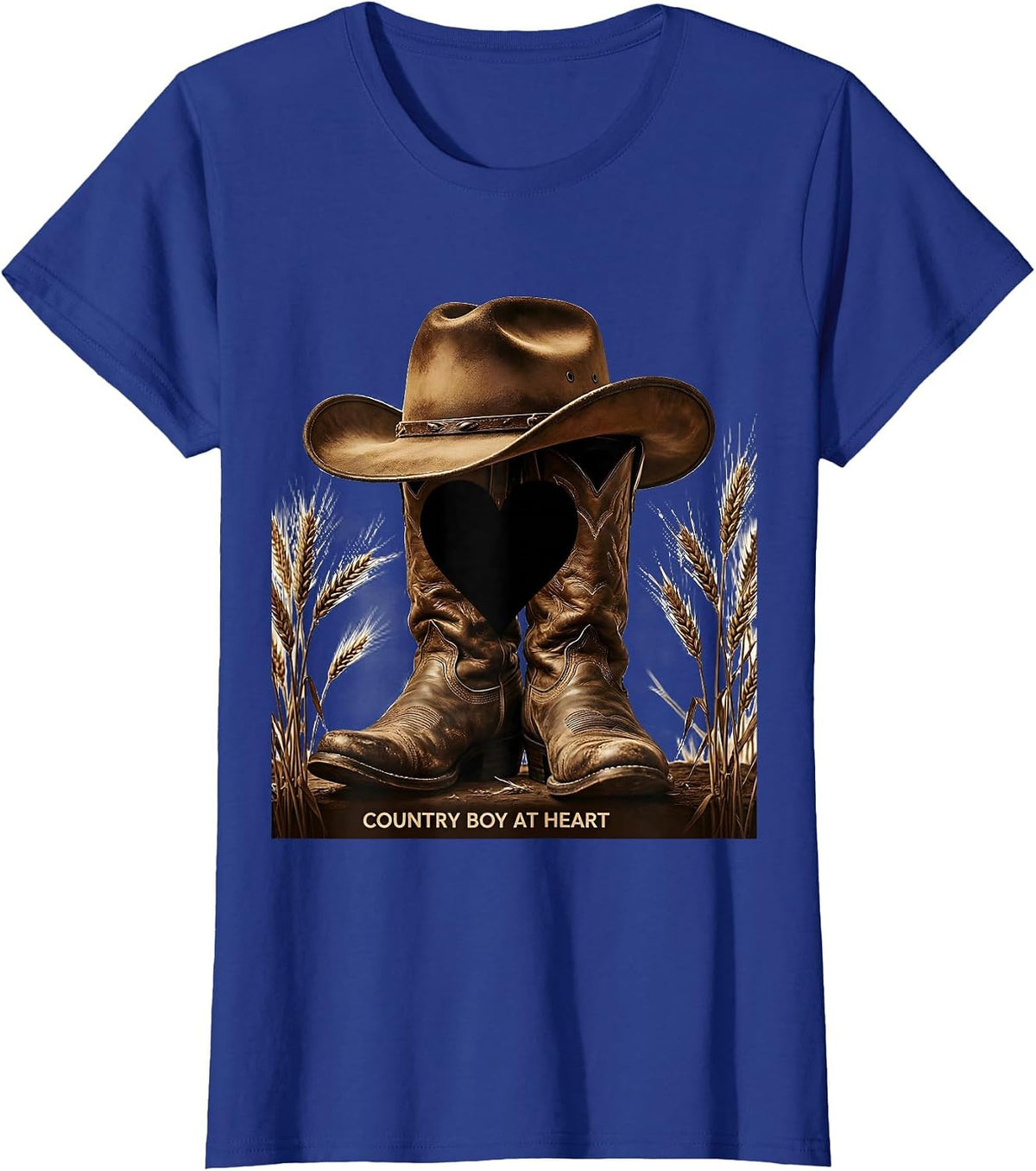 Women's Country Boy At Heart Proud Rural Living Design T-Shirt - Royal Blue