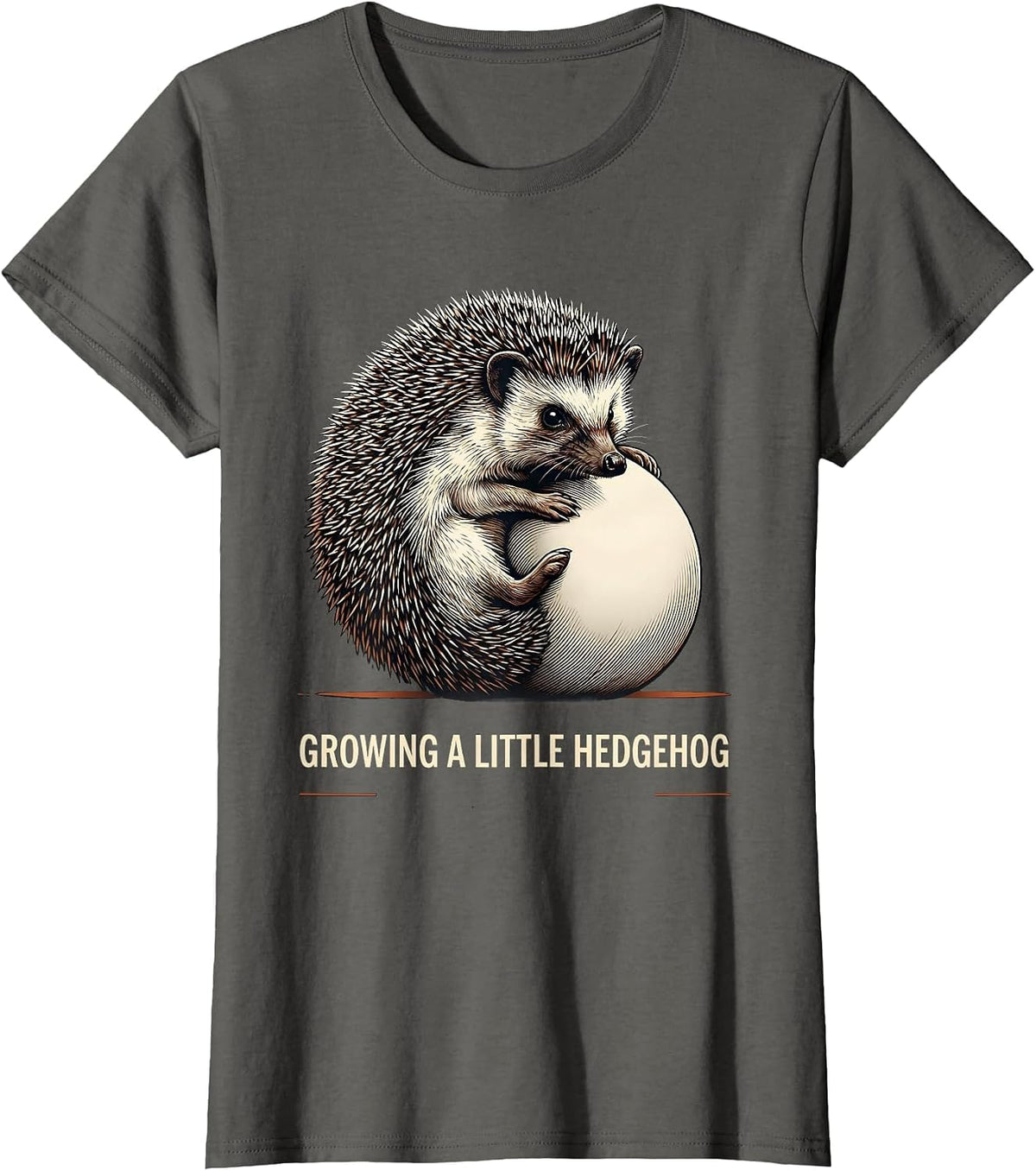 Women's Growing A Little Hedgehog Funny Pregnancy Announcement Mom T-Shirt - Asphalt Grey