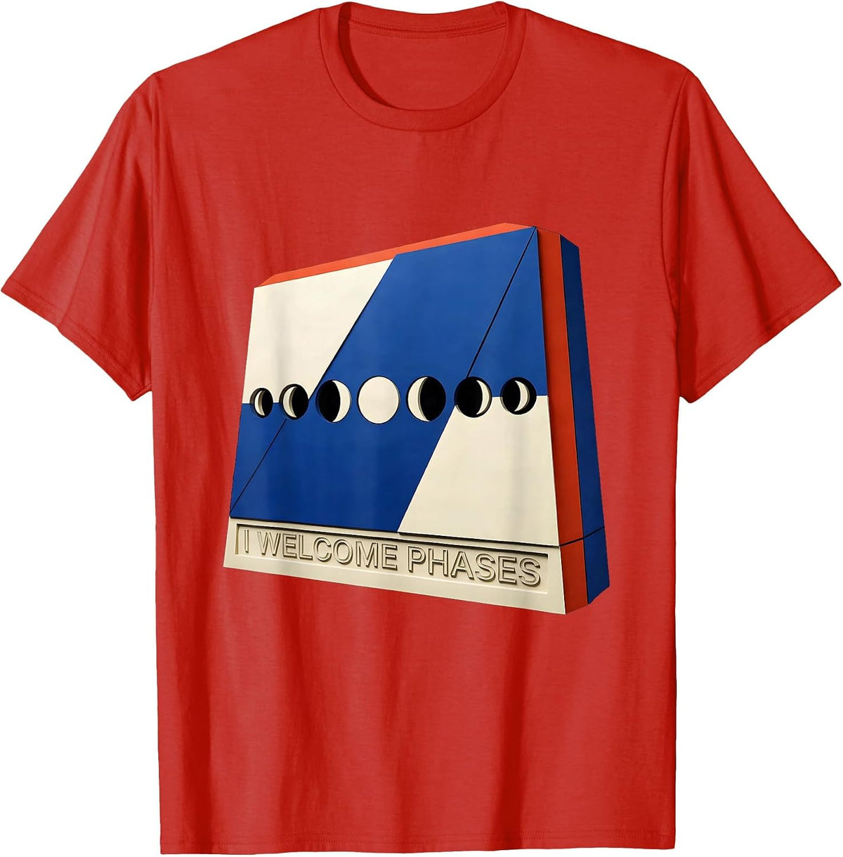 Men's I Welcome Phases Geometric Lunar Cycle Astronomy Astrology T-Shirt - Red