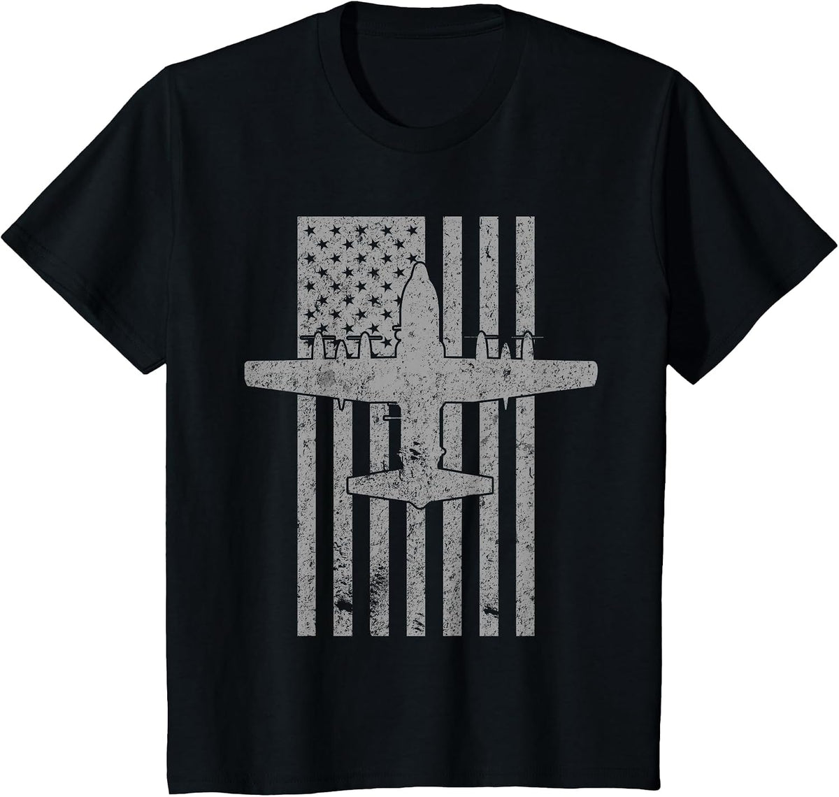 AC-130 Spectre Spooky Gunship Airplane Vintage Flag T-Shirt T-Shirt - Black