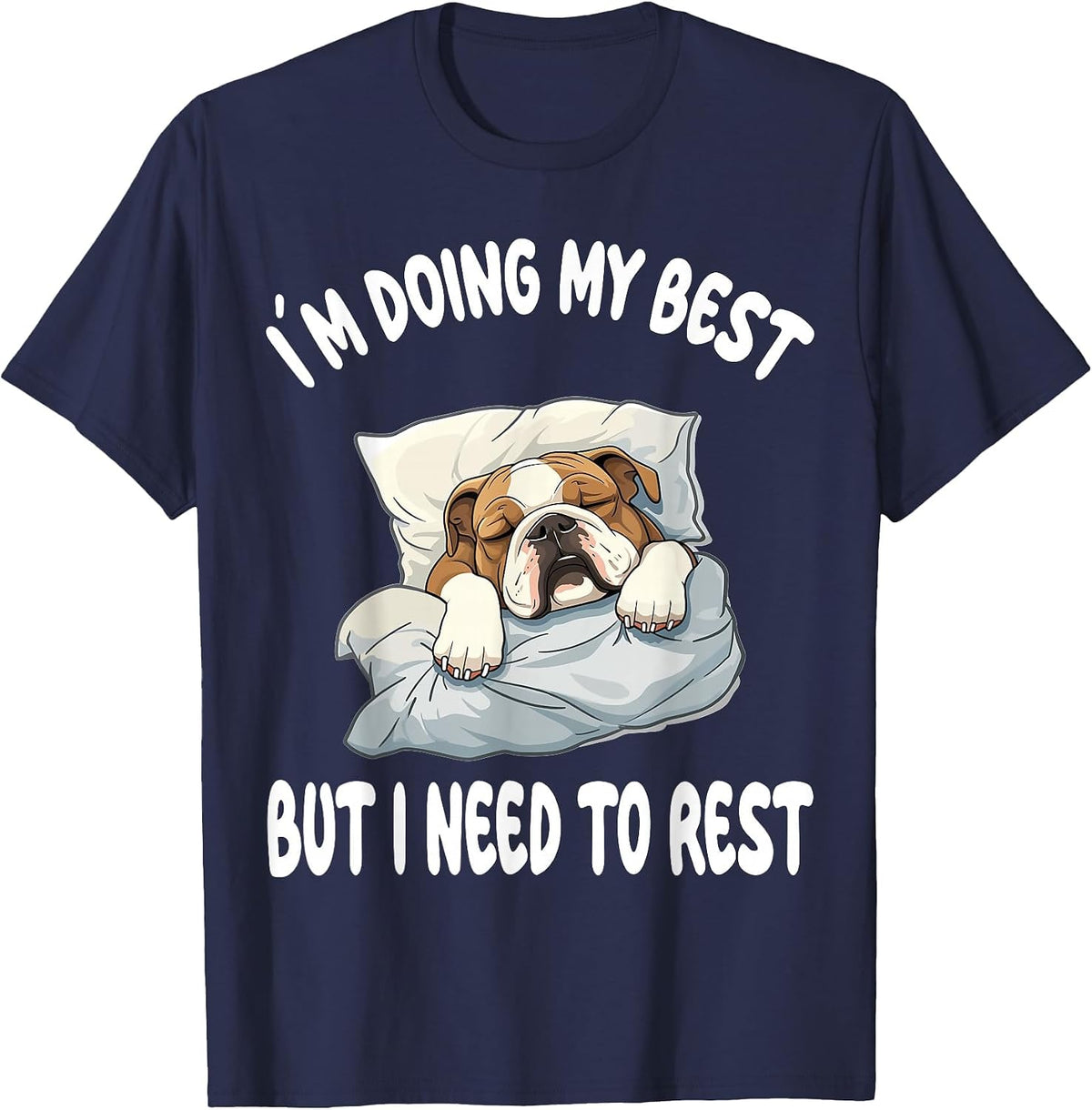 English Bulldog Official Sleepshirt Pajamas Nightgown T-Shirt - Navy Blue