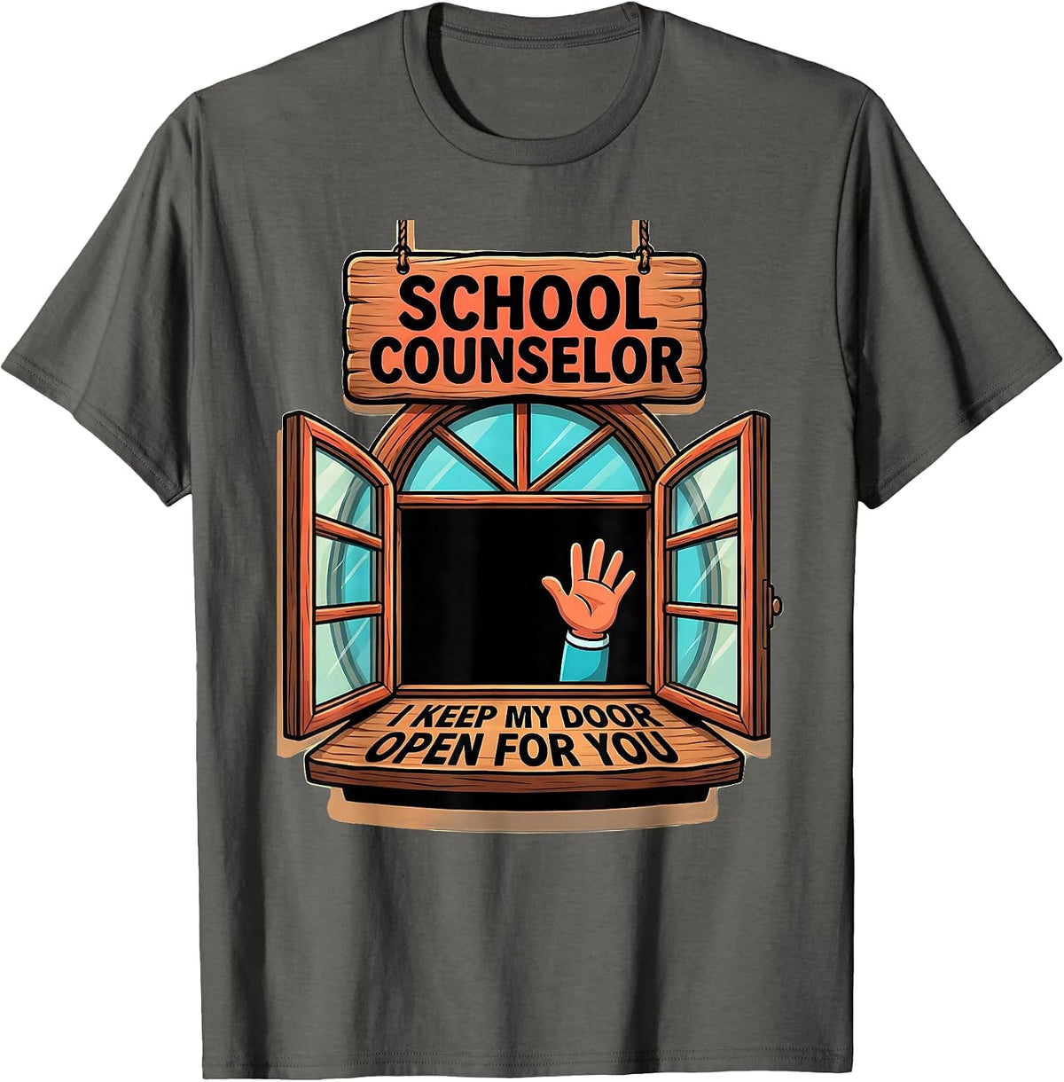 School Counselor I Keep My Door Open For You Funny T-Shirt - Asphalt Grey