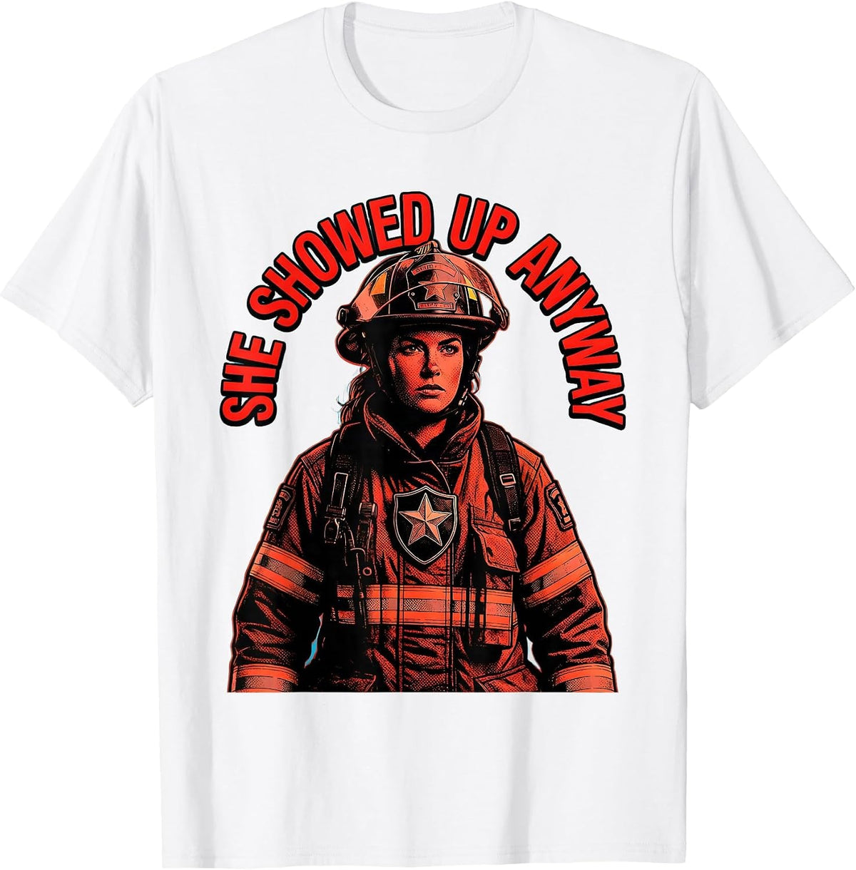 Men's 911 She Showed Up Anyway Dispatcher Design T-Shirt - White