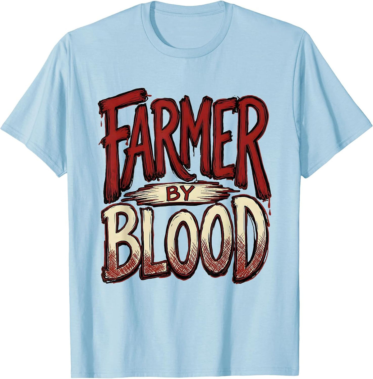 Men's Farmer By Blood Country Pride Design T-Shirt - Baby Blue