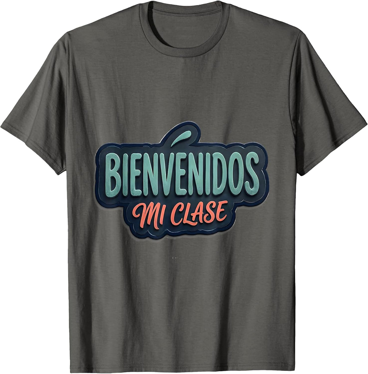 Men's Bienvenidos Mi Clase Bold Rounded Bilingual Spanish Teacher T-Shirt - Asphalt Grey