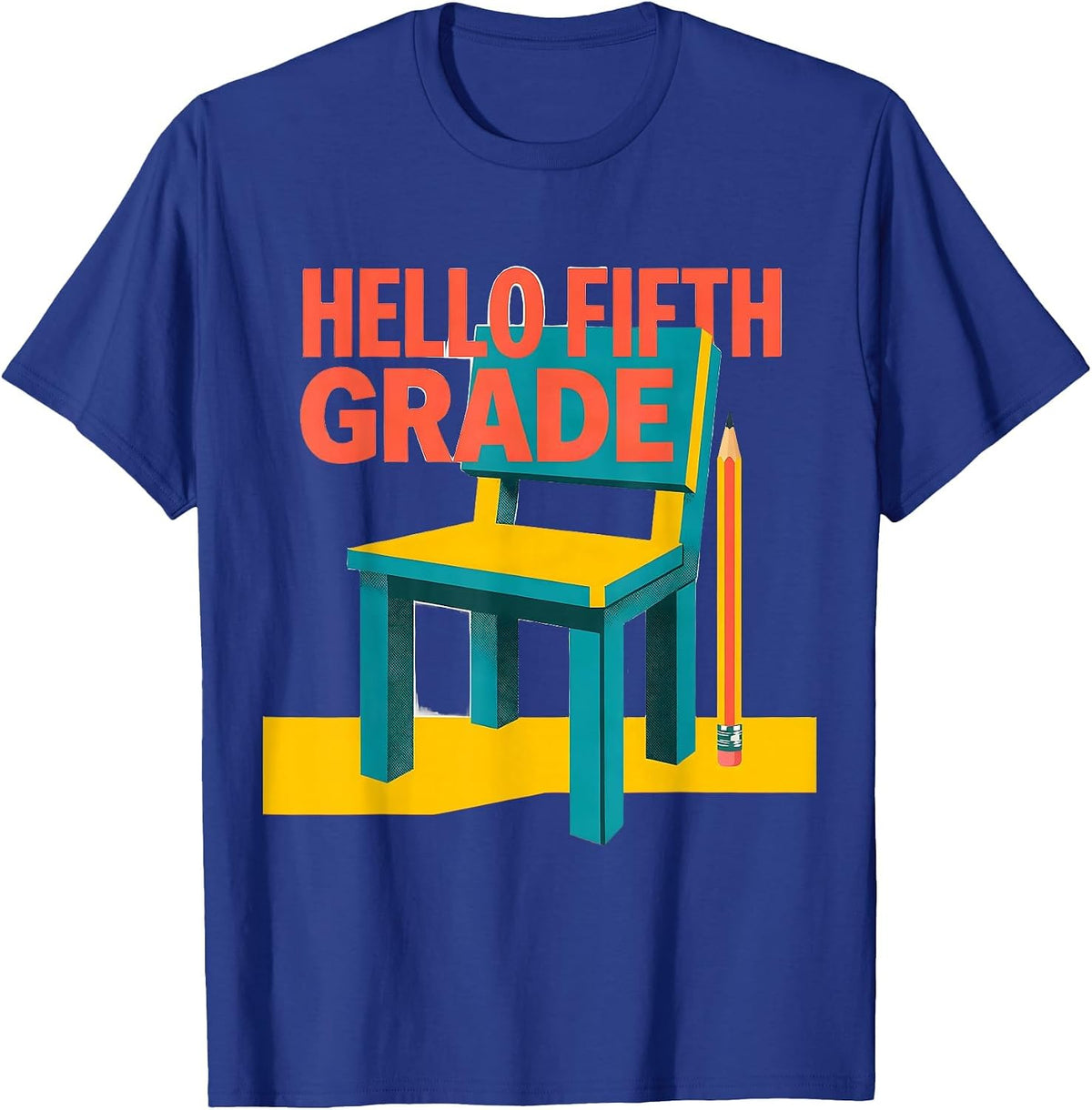Hello Fifth Grade Geometric Back To School Teacher Student T-Shirt - Royal Blue