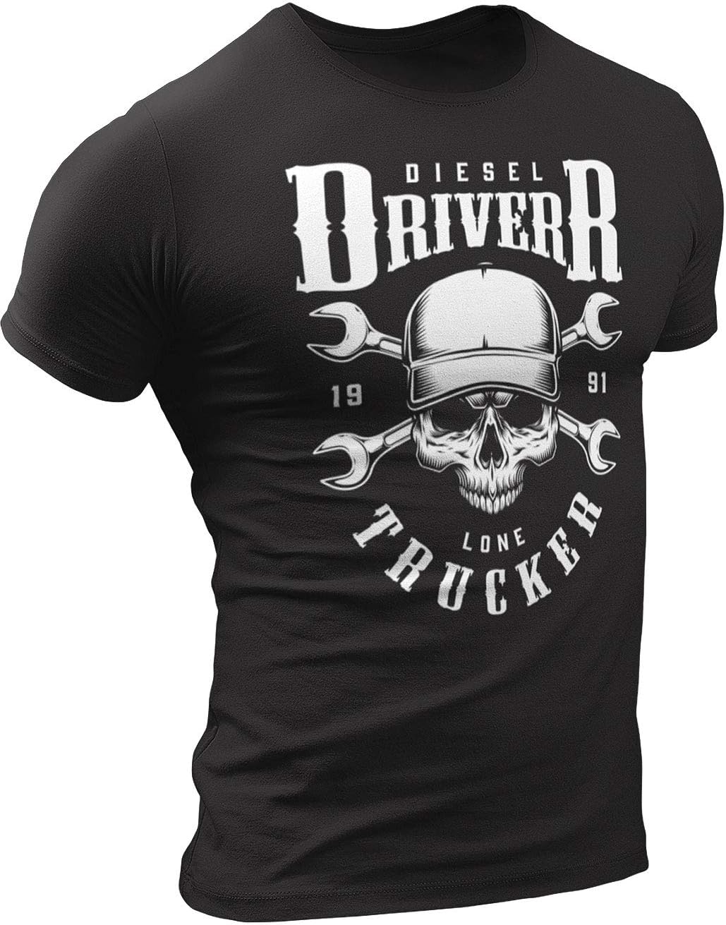 Truck Driver, Trucker, Diesel Mechanic Gift T-Shirt, Funny Black Shirt Mens 04DR - 1. Black T-shirt