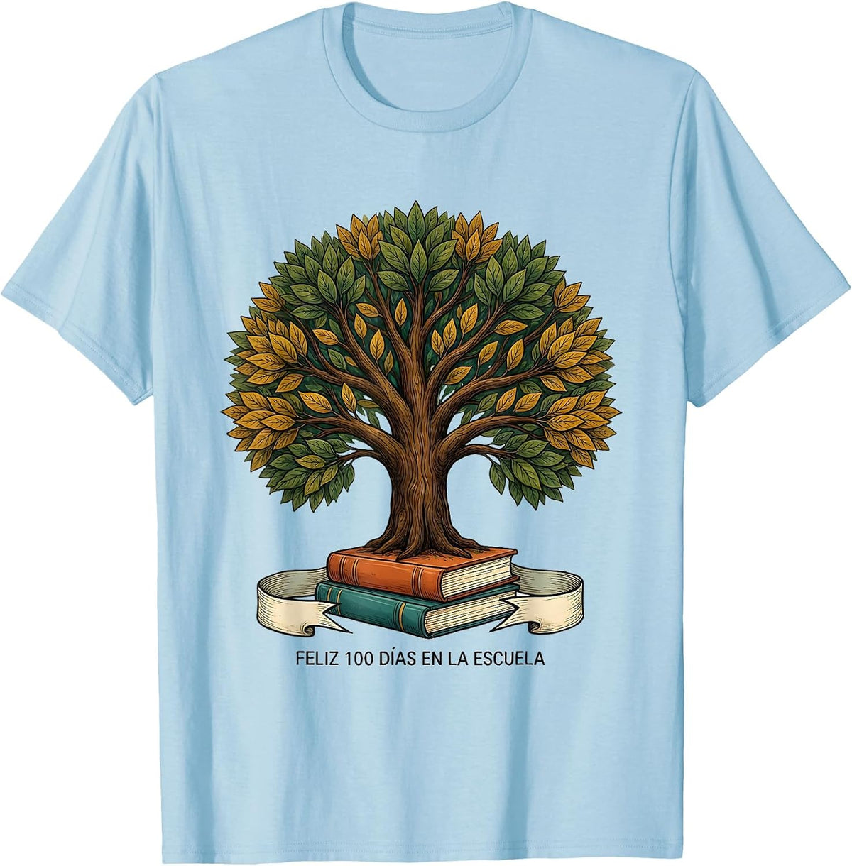 Men's Feliz 100 Días en la Escuela Cheerful Spanish Teacher 100th T-Shirt - Baby Blue