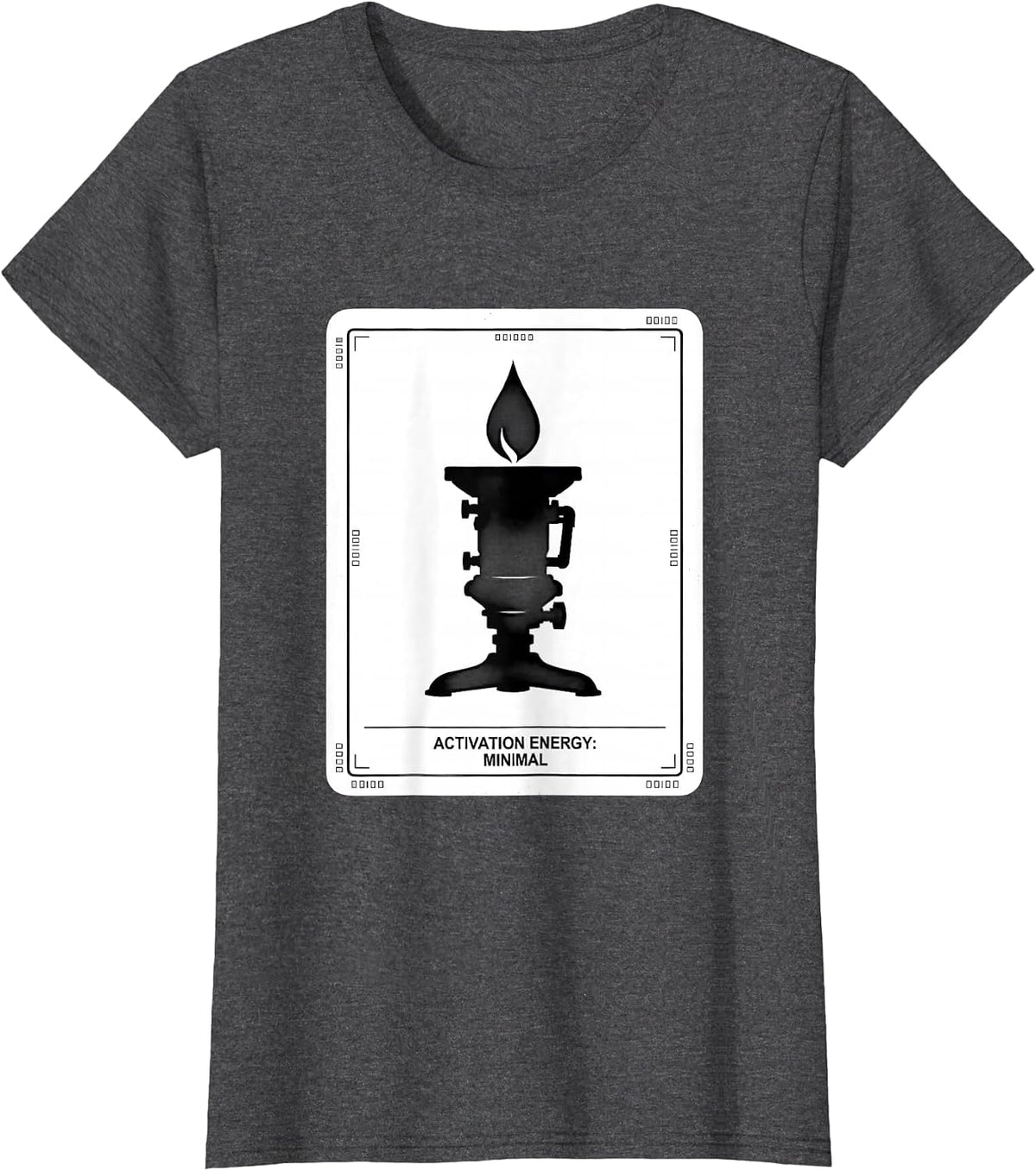 Women's Activation Energy Minimal Funny Chemistry Student Science T-Shirt - Dark Heather Grey