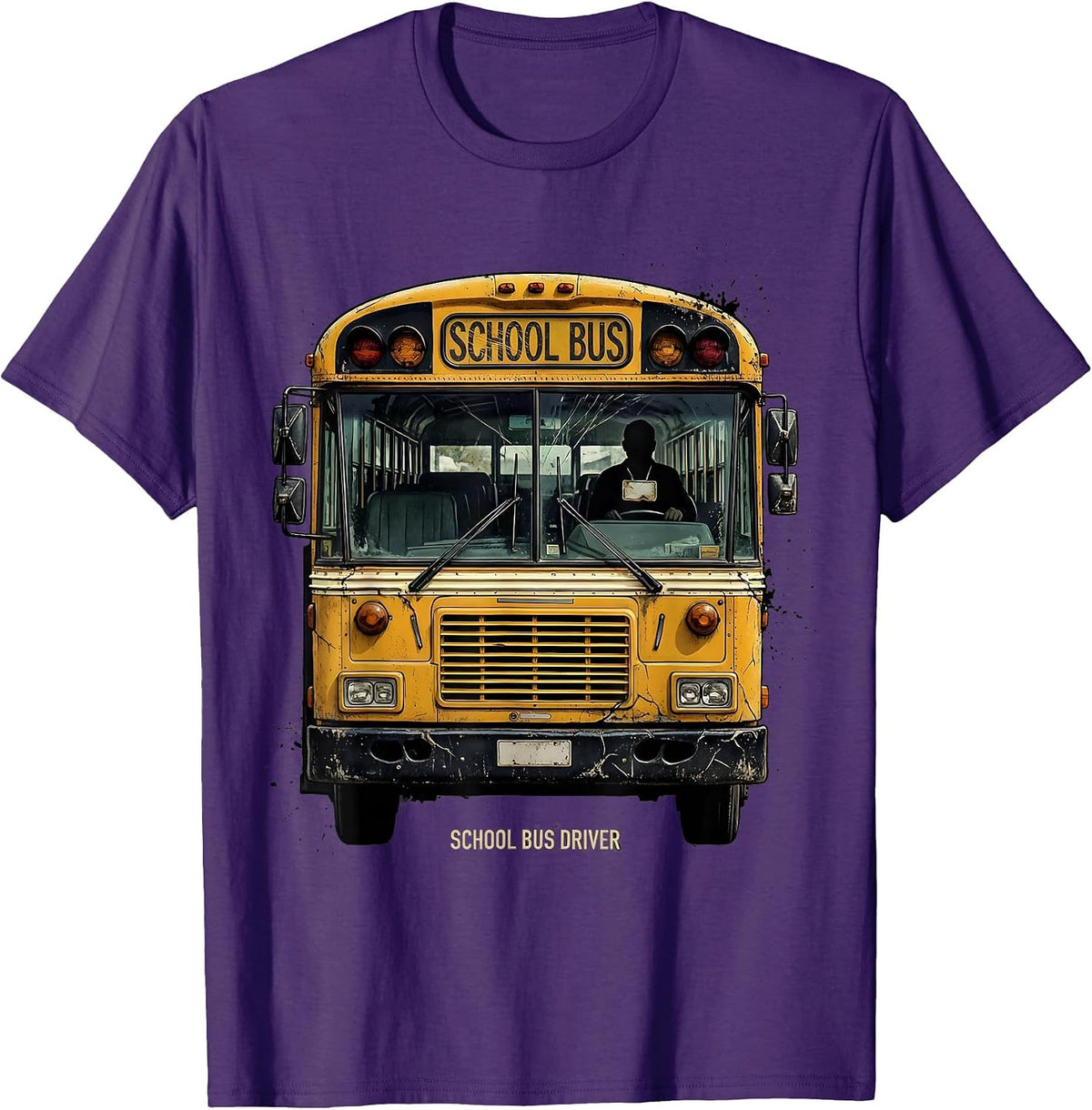 Men's Distressed School Bus Driver Humor Appreciation Gift T-Shirt - Purple