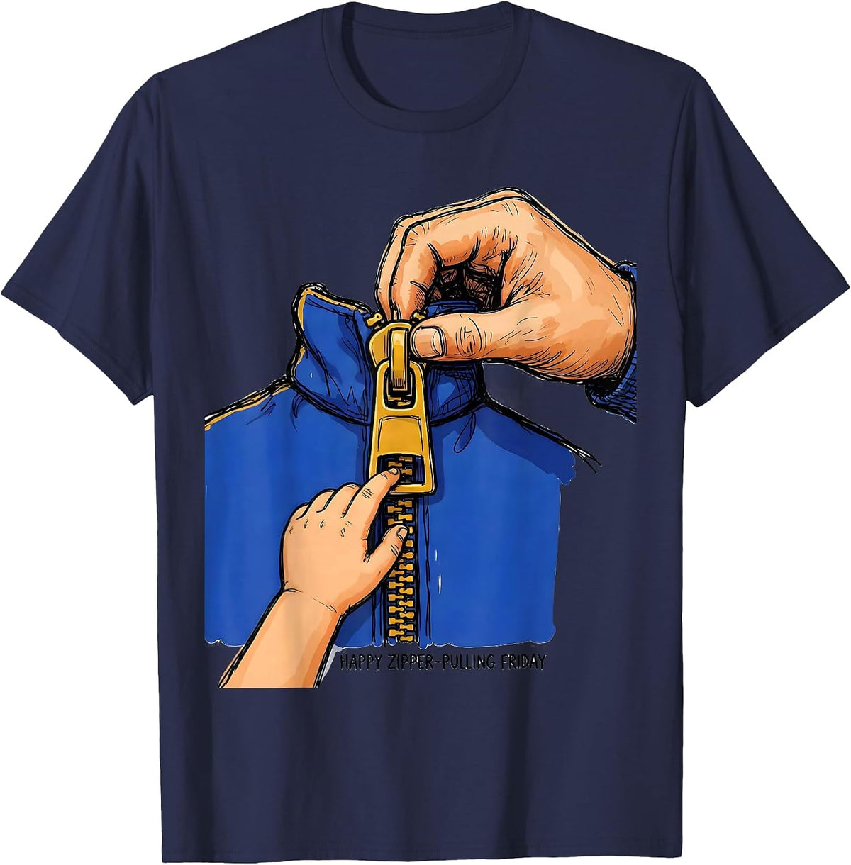Men's Happy Zipper-Pulling Friday Occupational Therapy OT T-Shirt - Navy Blue