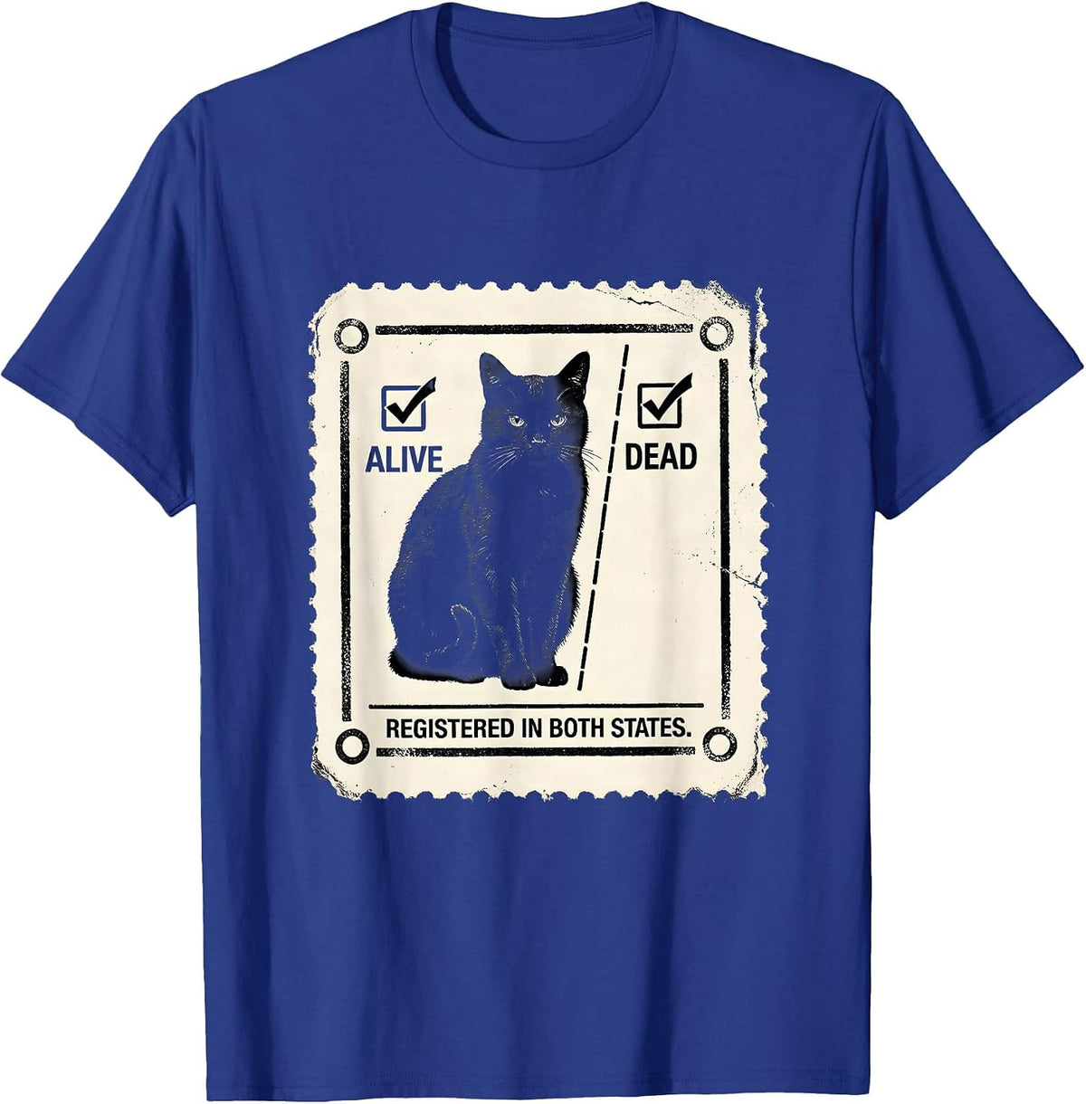 Registered In Both States Rubber Stamp Physics Nerd Humor T-Shirt - Royal Blue